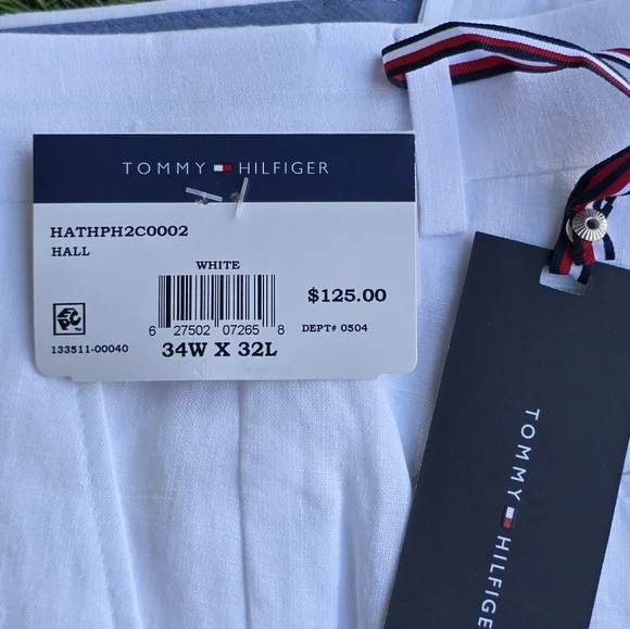 Tommy Hilfiger Mens 100% Linen Dress Pants Sz 34x32 Modern Fit NWT White $125 - Picture 3 of 5